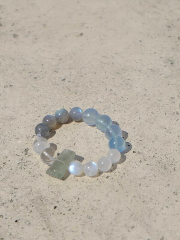 Lagoon Purification – Aquamarine and Moonstone Healing Bracelet by OneBone