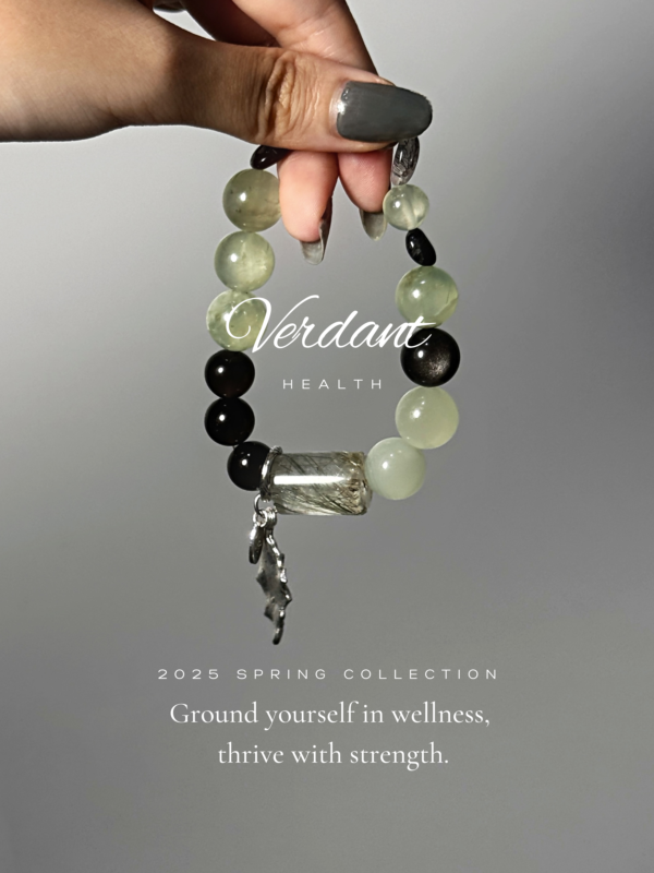Prehnite and Obsidian Bracelet
